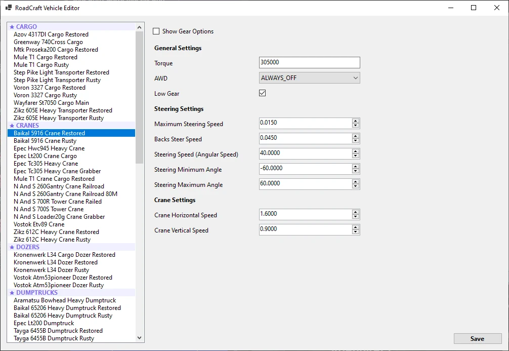 Vehicle Editor