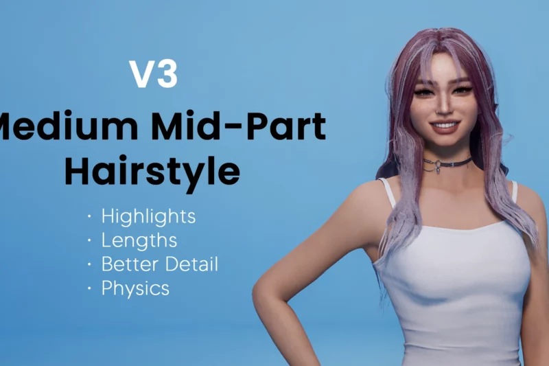 Mid-Part Hairstyle Physics V3.1